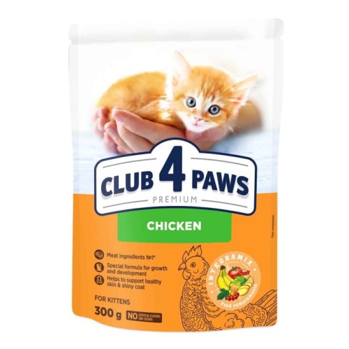 CLUB 4 PAWS Premium pełnoporcjowa sucha karma dla kociąt - kurczak 300 g