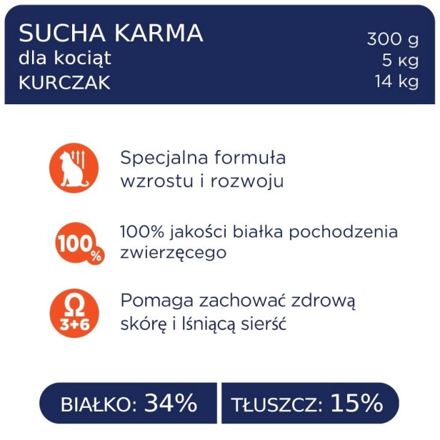 CLUB 4 PAWS Premium pełnoporcjowa sucha karma dla kociąt - kurczak 300 g