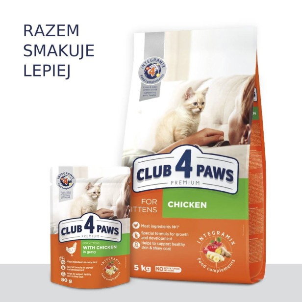 CLUB 4 PAWS Premium pełnoporcjowa sucha karma dla kociąt - kurczak 300 g