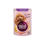 Mokra karma dla psa paski z indykiem i serem w zupie 85g Delickcious