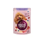 Mokra karma dla psa paski z jagnięciną i jagodami w sosie 80g Delickcious