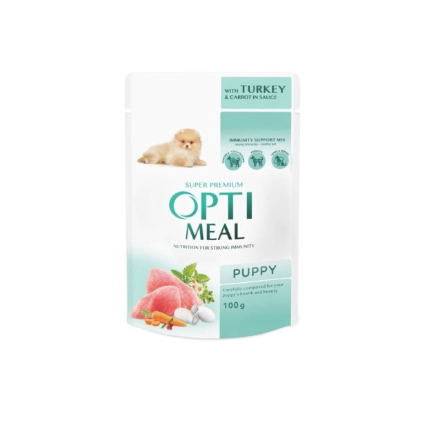 OPTIMEAL Super Premium mokra karma dla szczeniąt – indyk i marchewka 100 g