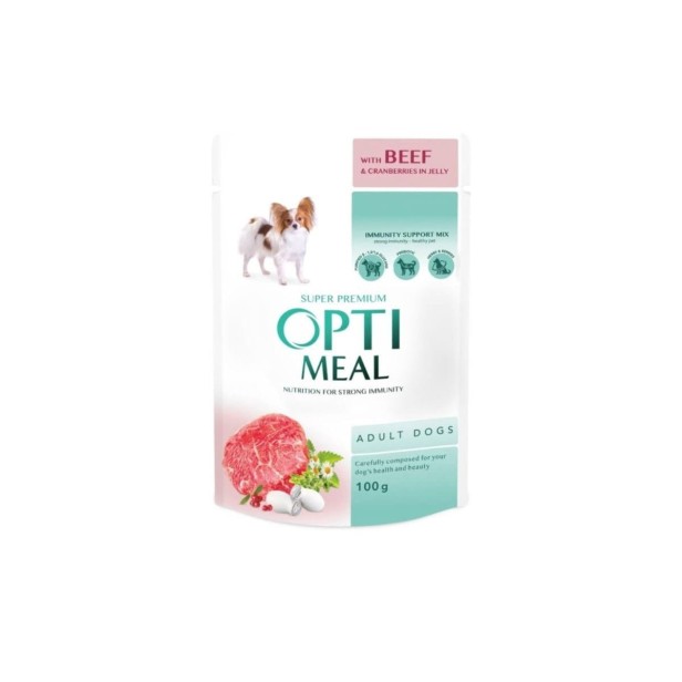 OPTIMEAL Super Premium mokra karma dla psów z wołowiną i żurawiną 100 g