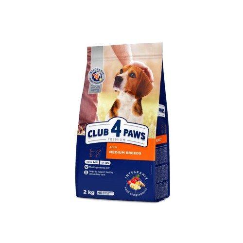 CLUB 4 PAWS Premium sucha karma dla psów średnich ras- kurczak i ryż 2 kg