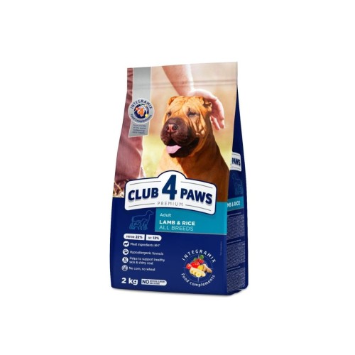 CLUB 4 PAWS Premium sucha karma dla psów - jagnięcina i ryż 2 kg