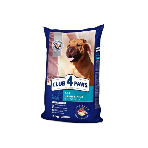CLUB 4 PAWS Premium sucha karma dla psów - jagnięcina i ryż 14 kg