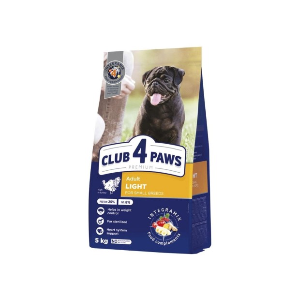 CLUB 4 PAWS Premium „Light” sucha karma dla psów małych ras - indyk 5 kg
