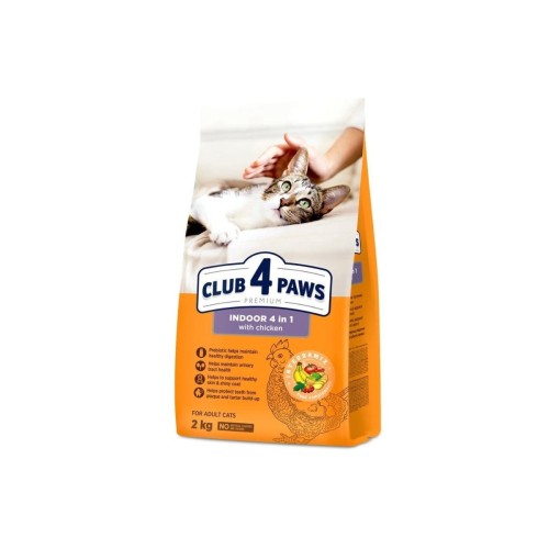 CLUB 4 PAWS Premium „Indoor 4 in1” sucha karma dla kotów 2 kg