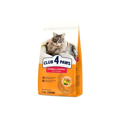 CLUB 4 PAWS Premium „Hairball control” sucha karma dla kotów 2 kg