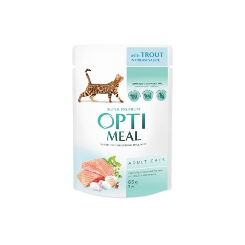 OPTIMEAL Super Premium mokra karma dla kotów z pstrągiem w sosie 85 g