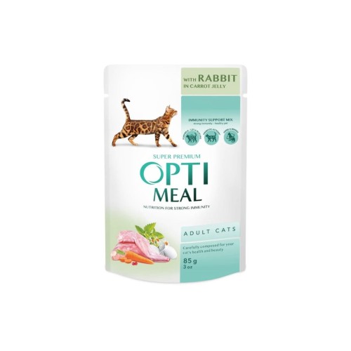 OPTIMEAL Super Premium mokra karma dla kotów - królik i marchewka 85 g