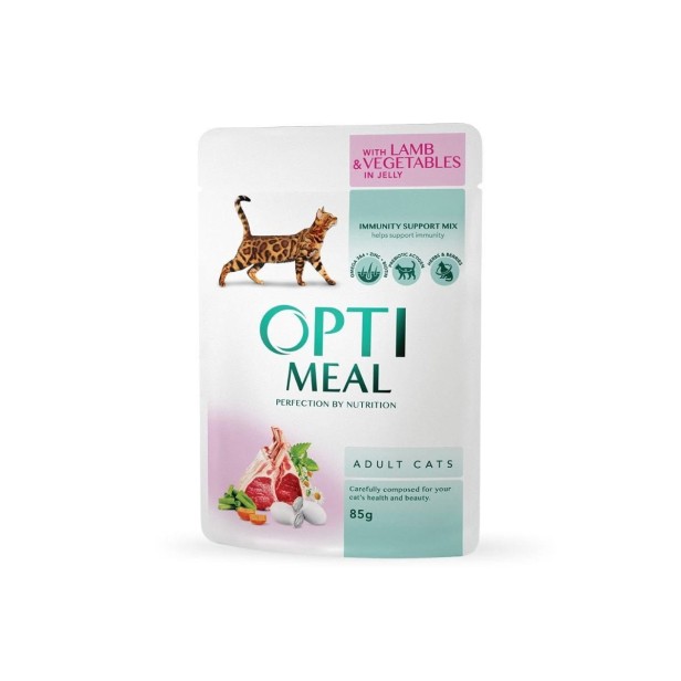 OPTIMEAL Super Premium mokra karma dla kota – jagnięcina i warzywa 85 g