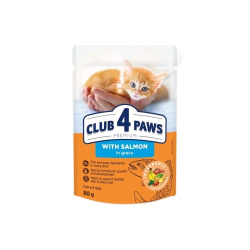 CLUB 4 PAWS Premium mokra karma dla kociąt z łososiem w sosie 80 g