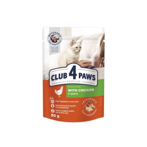 CLUB 4 PAWS Premium mokra karma dla kociąt - kurczak w sosie 80 g