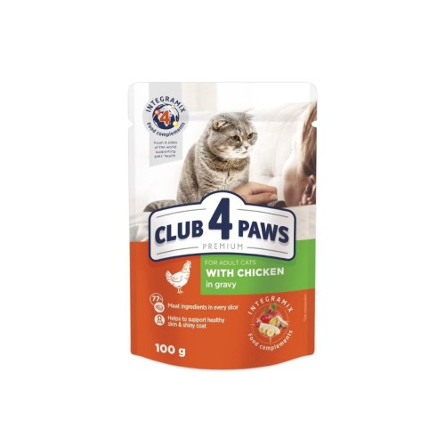 CLUB 4 PAWS Premium mokra karma dla kotów - kurczak w sosie 100 g