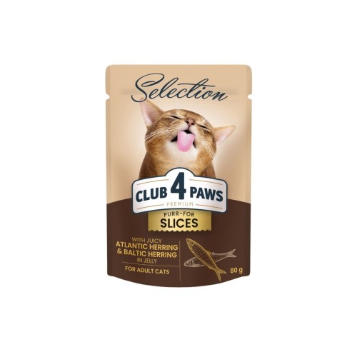 CLUB 4 PAWS Premium Selection mokra karma dla kotów - śledź i szprotki 80 g