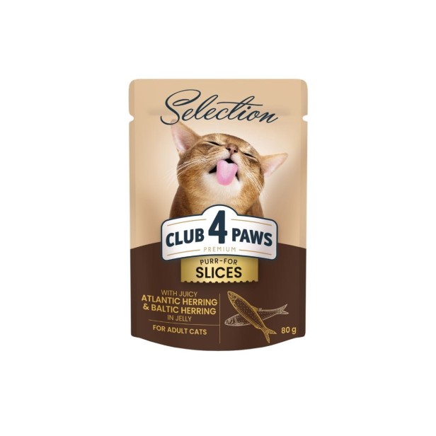 CLUB 4 PAWS Premium Selection mokra karma dla kotów - śledź i szprotki 80 g