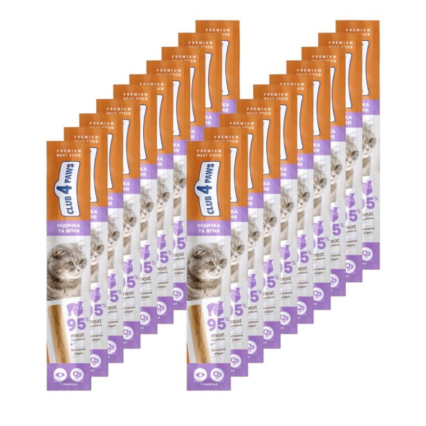CLUB 4 PAWS Premium przysmak dla kotów - indyk i jagnięcina 20x5 g