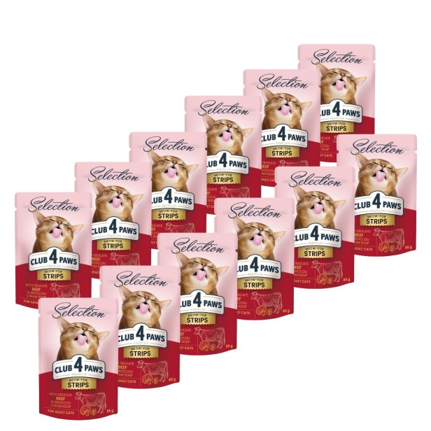 Mokra karma dla kotów 12x85g z wołowiną Club 4 Paws