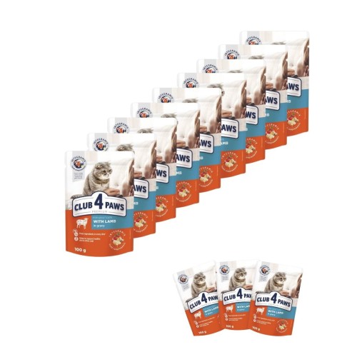 Mokra karma dla kotów 24x100g z jagnięciną w sosie Club 4 Paws