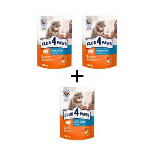 Mokra karma dla kotów 72x100g z jagnięciną w sosie Club 4 Paws
