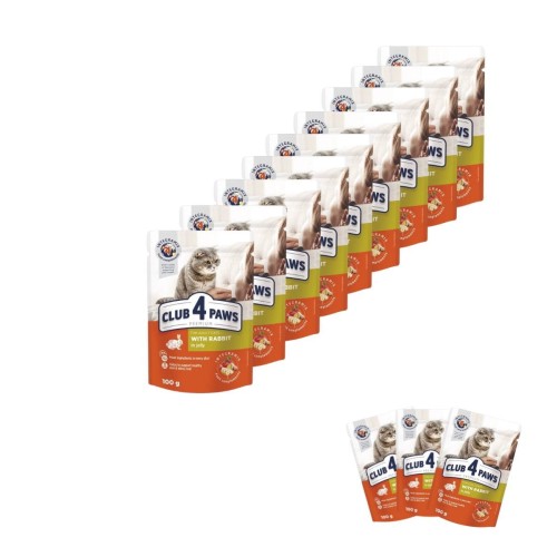 Mokra karma dla kotów 24x100g z królikiem w galarecie Club 4 Paws