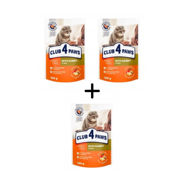 Mokra karma dla kotów 72x100g z królikiem w galarecie Club 4 Paws