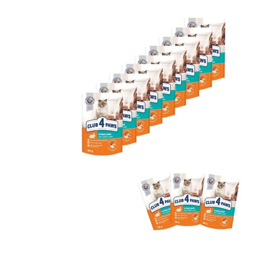 Mokra karma dla kotów sterylizowanych z królikiem w galarecie 24x80g Club 4 Paws
