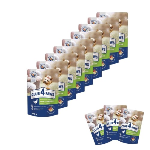 Mokra karma dla psów małych ras 24x100g z kurczakiem w galaretce Club 4 Paws