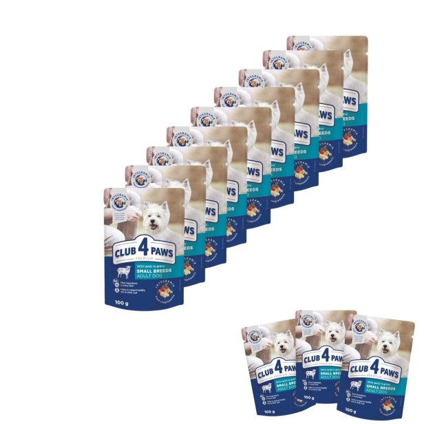 Mokra karma dla psów małych ras 24x100g z jagnięciną w sosie Club 4 Paws