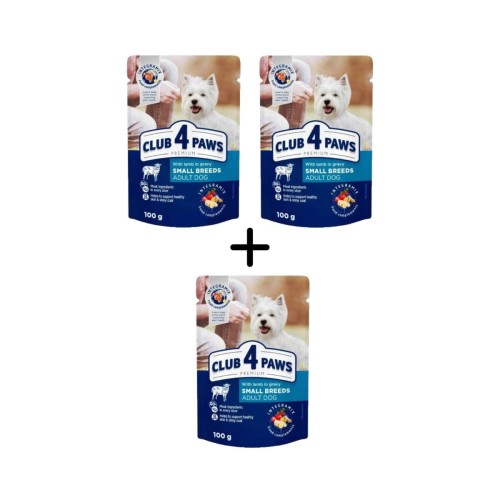 Mokra karma dla psów małych ras 72x100g z jagnięciną Club 4 Paws