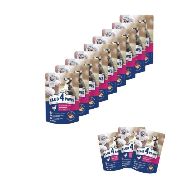 Mokra karma dla szczeniąt 24x100g z kurczakiem w galarecie Club 4 Paws