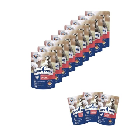 Mokra karma dla szczeniąt 24x100g z indykiem w sosie Club 4 Paws