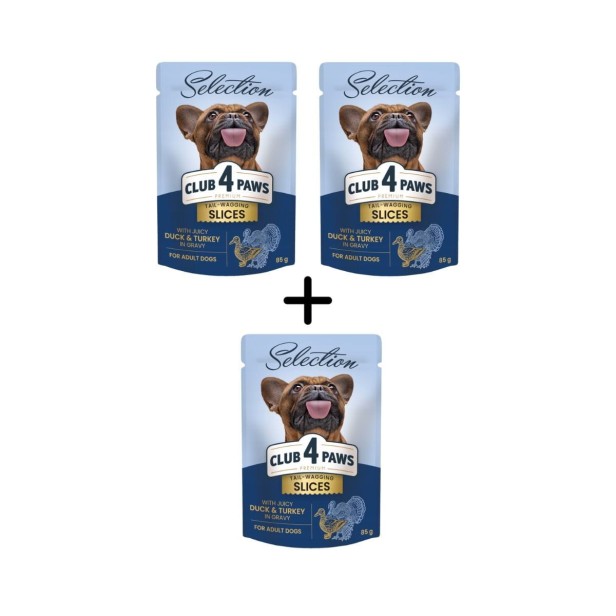 Mokra karma dla psów małych ras 36x85g z kaczką i indykiem w sosie Club 4 Paws