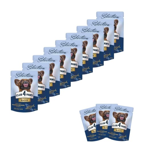 CLUB 4 PAWS Selection mokra karma dla psa małych ras - łosoś i makrela w sosie 12x85 g