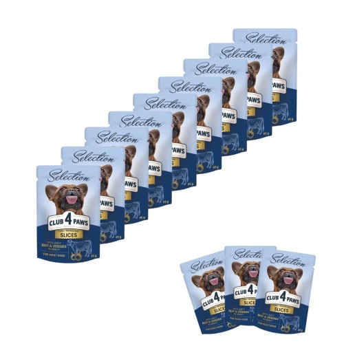 Mokra karma dla psów małych ras 12x85g z wołowiną w sosie Club 4 Paws