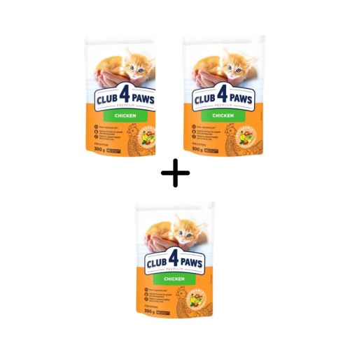 Sucha karma dla kociąt 3x300g z kurczakiem Club 4 Paws