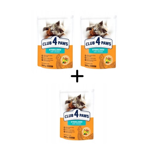 Sucha karma dla kotów sterylizowanych 3x300g Club 4 Paws