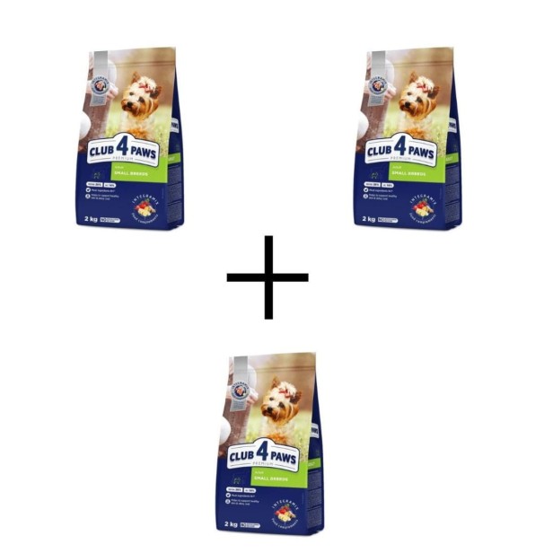Sucha karma dla psów małych ras 3x2kg Club 4 Paws