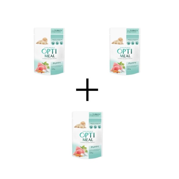 Mokra karma dla szczeniąt 36x100g z indykiem i marchewką OPTIMEAL