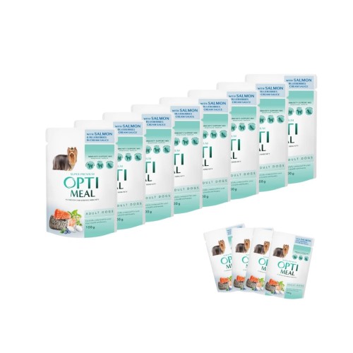Mokra karma dla psa 12x100g z łososiem i borówkami OPTIMEAL