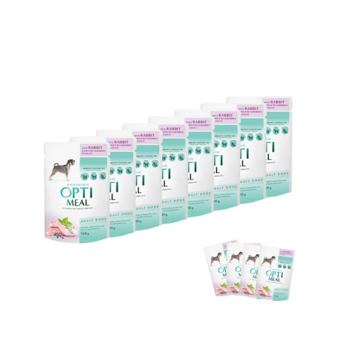 Mokra karma dla psa 12x100g z królikiem i jagodami OPTIMEAL