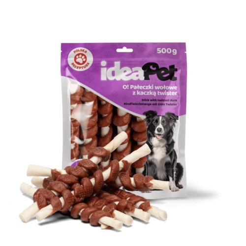 ideaPet O! Pałeczki wołowe z kaczką twister 500g