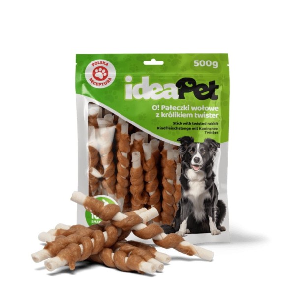 ideaPet O! Pałeczki wołowe z królikiem twister 500g