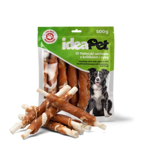 ideaPet Pałeczki wołowe z królikiem i rybą 500g