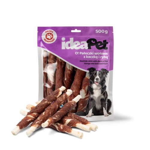 ideaPet Pałeczki wołowe z kaczką i rybą 500g