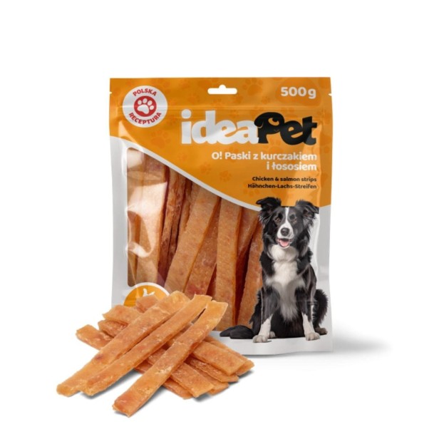 ideaPet Paski z kurczakiem i łososiem 500g