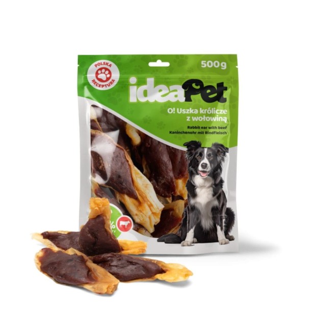 ideaPet Uszka królicze z wołowiną 500g
