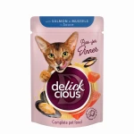 Mokra karma dla kota z łososiem i małżami w sosie 85g Delickcious