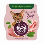 Zupa dla kota z kurczakiem, szynką i szpinakiem 80g Delickcious